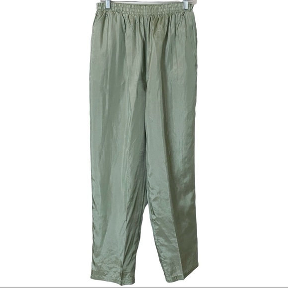 Vintage Y2K Maurada 100% Silk Beaded Lace Tracksuit Set XL Sage Jogger Jacket - Picture 5 of 16